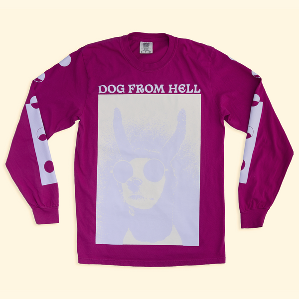 Dog From Hell Long Sleeve T-Shirt by Night Gallery for 831 Stories in Berry