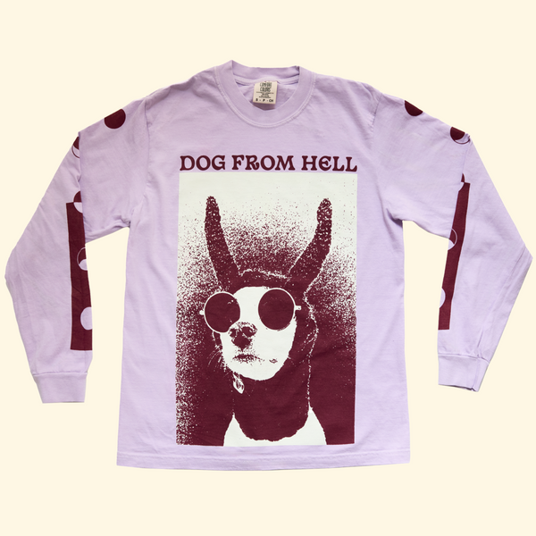 Dog From Hell Long Sleeve T-Shirt by Night Gallery for 831 Stories in Lilac