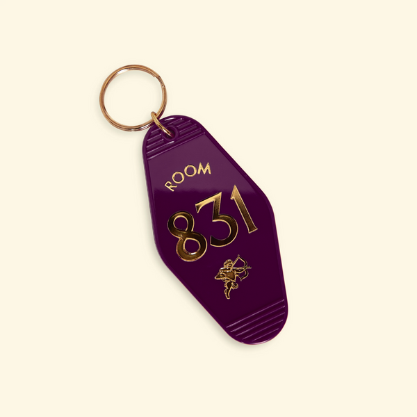 Only One Bed Keychain in Plum