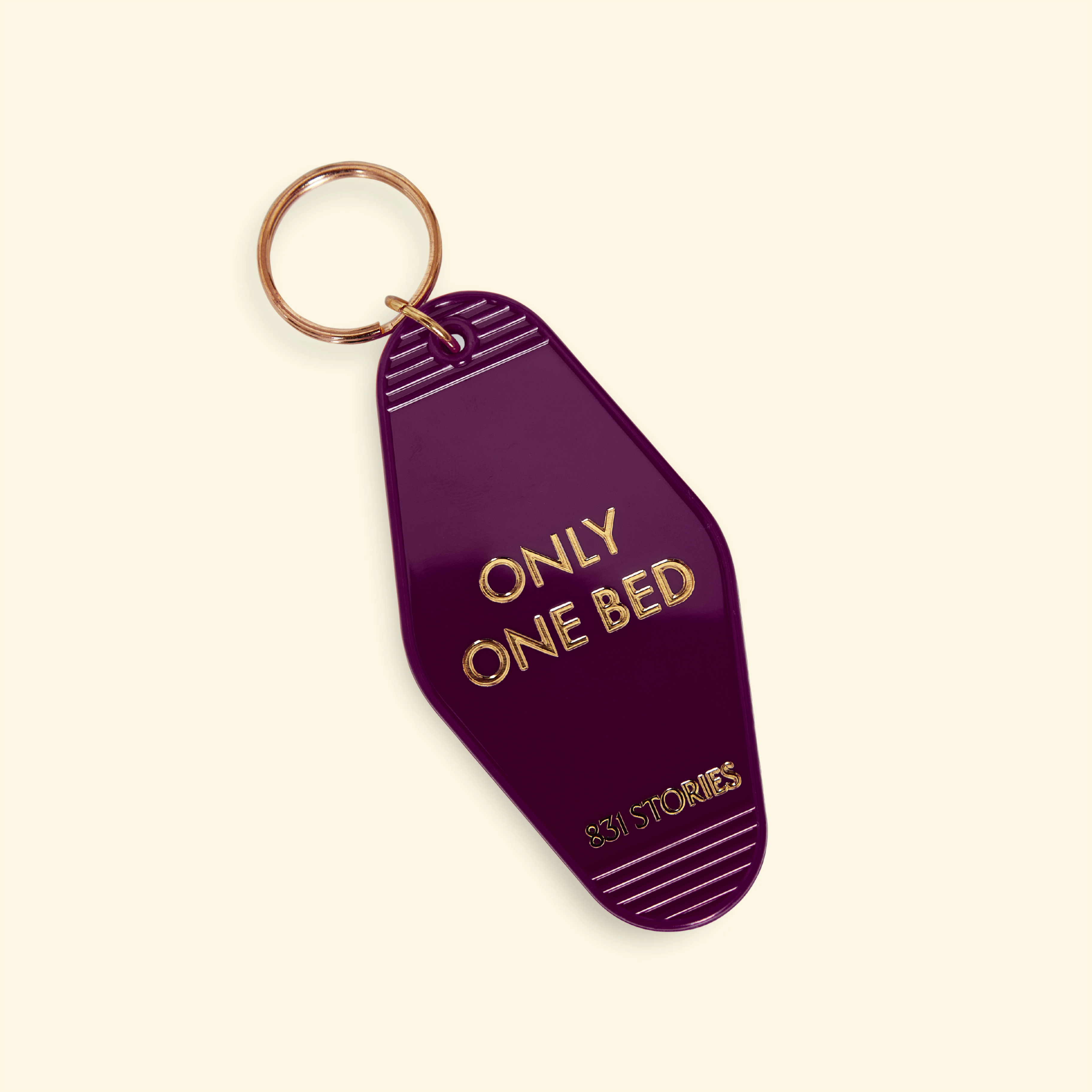 Only One Bed Keychain in Plum